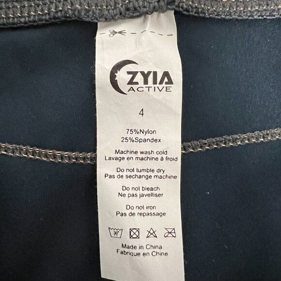 Zyia Active Womens Green Tan Elastic Waist Pull On Ankle Leggings Size 4 - Picture 8 of 8